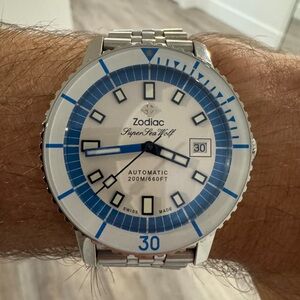 Rare Zodiac Sea Wolf Z09291 Super Sea Wolf Automatic Men's Watch - White & Blue